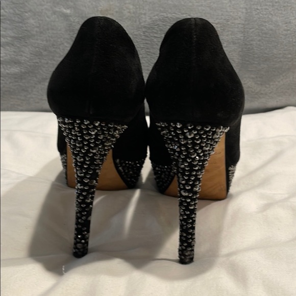 Brian Atwood Black Suede Crystal shoes 61/2 - Picture 3 of 5